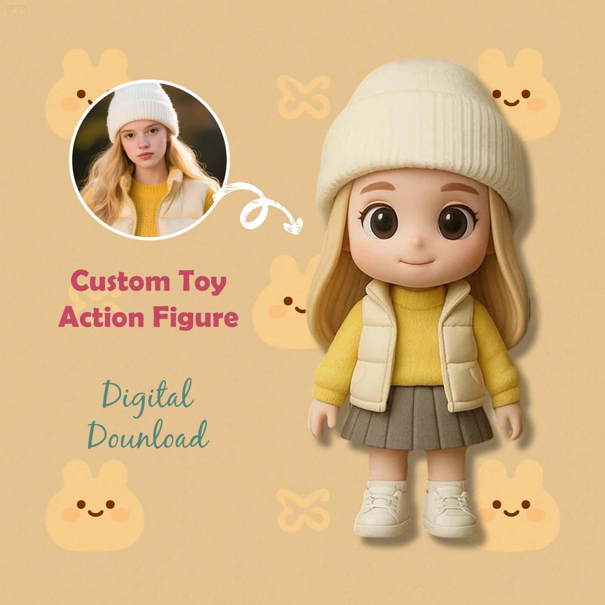 Custom 3D Mini Figure from Your Photo Personalized Desk Toy for Office Decor