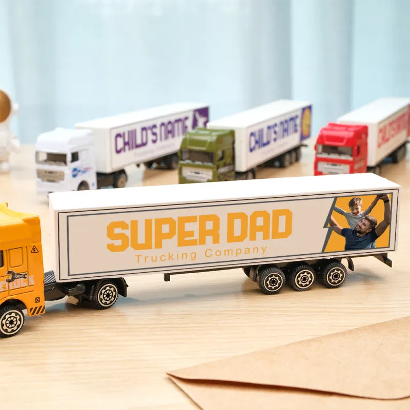 Personalized Kids Toy Truck, Customized Model Toy Truck Carrier Truck Car Construction Vehicles Toys With Your Child's Name, Father's Day Gift