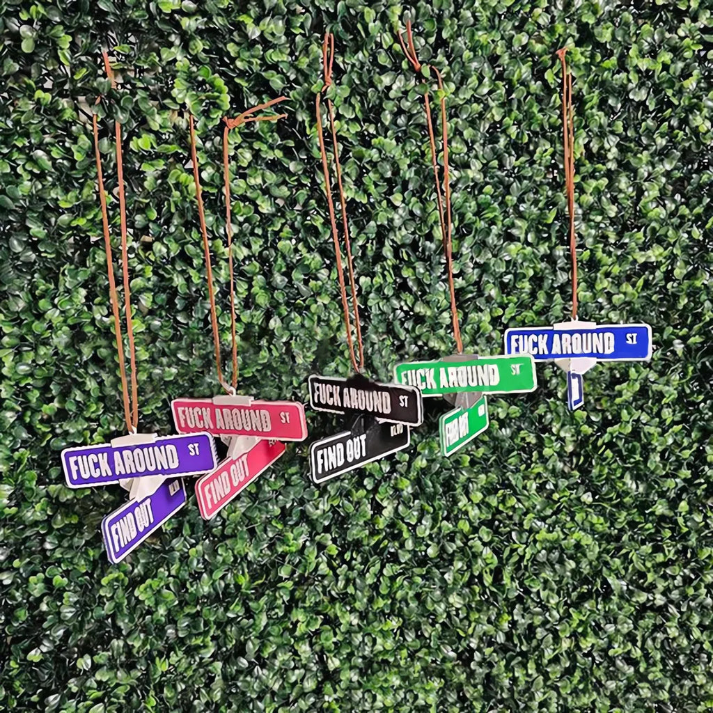 Fuck Around and Find Out Street Sign Hanger 3D Printed Funny Street Warning FAFO Sign Decoration Caraccessories Christmas Gift