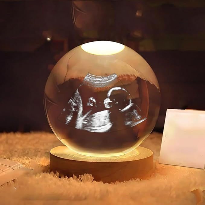 Custom 2D Photo Crystal Ball Night Light Personalized Photo Crystal Light for Baby Ultrasound Birthday Anniversary Wedding Gifts