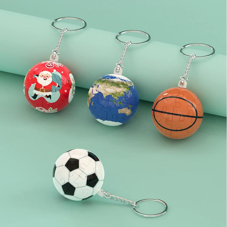 3d Puzzle Ball Keychain Basketball Building Block Educational Toy Pendant