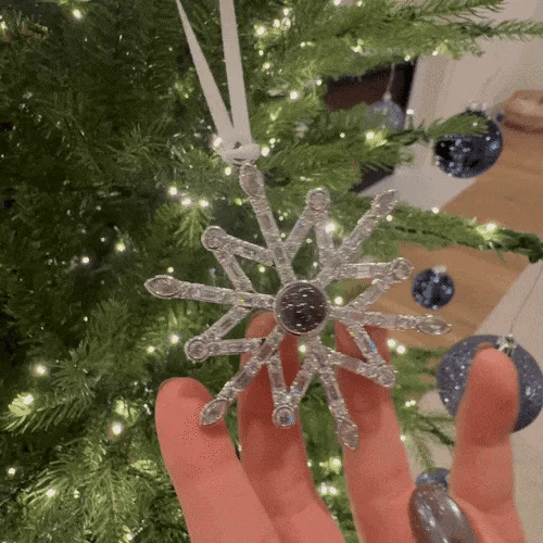 Personalized Pink Snowflake Photo Ornament Custom Projection Ornaments Christmas Gifts