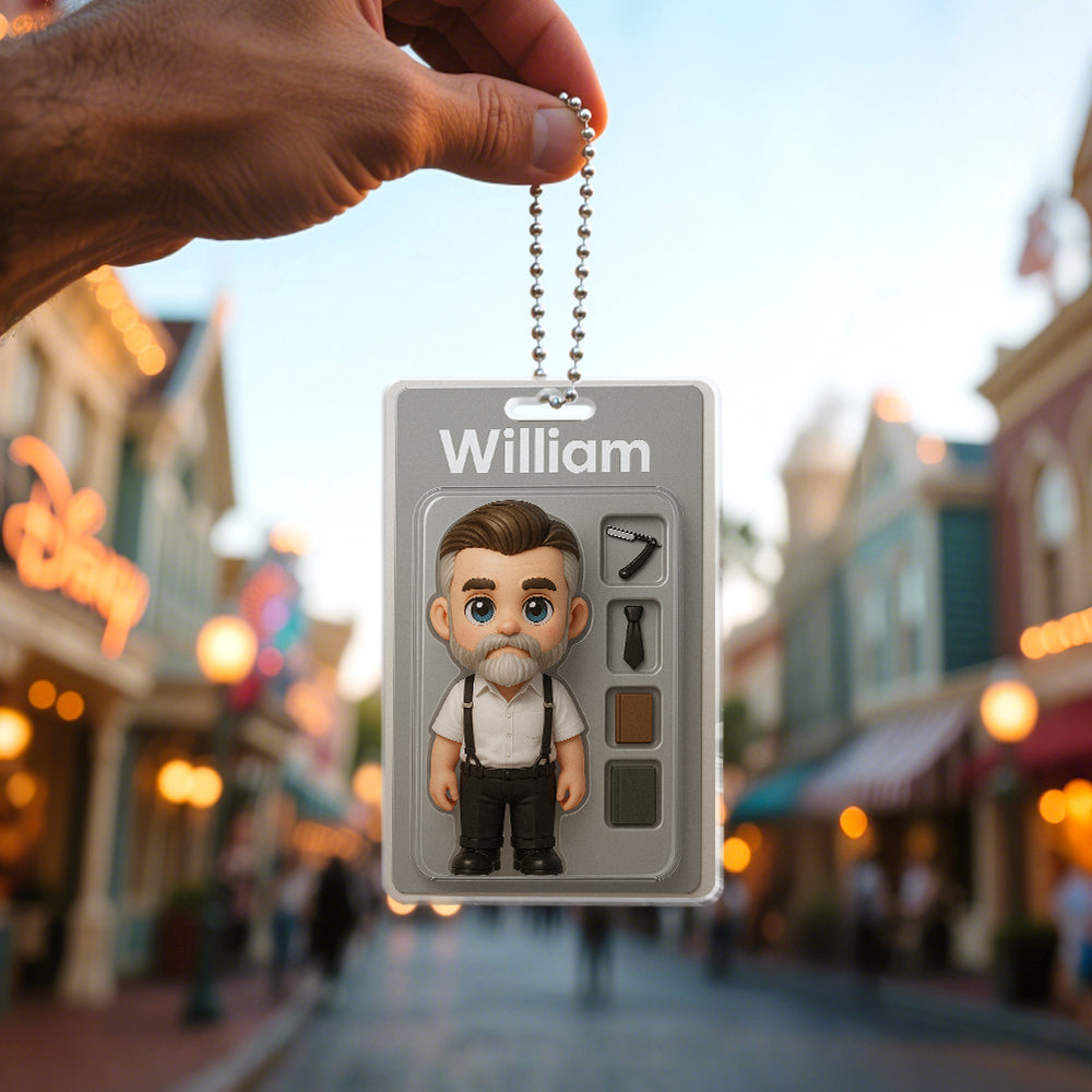 3D Effect Action Figure Pack Packaging Toy Box Style Art Gift Personalized Acrylic Car Hanger Gift for Dad Father's Day Gift