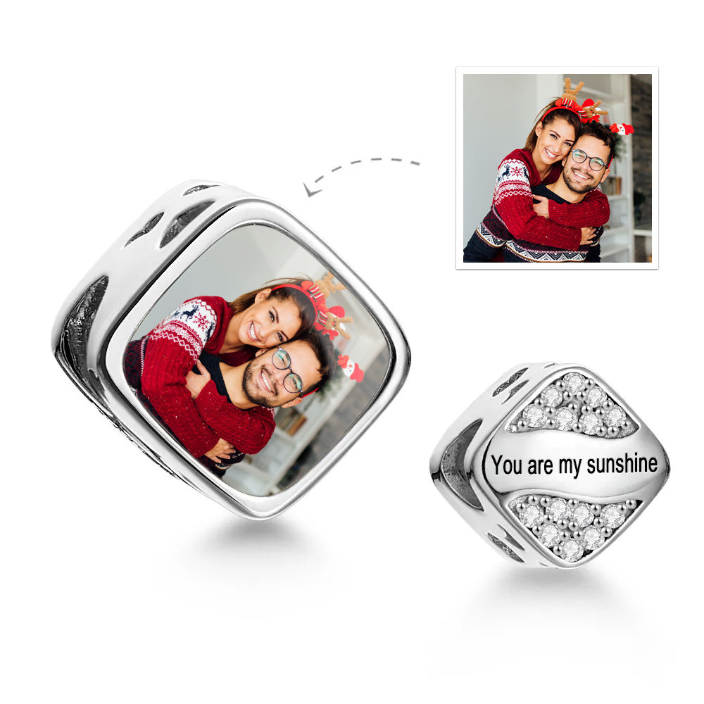 Personalised Photo Charms Custom Image Bead Fit Original Charm Beads Bracelet Custom Name Text Party Jewellery for Christmas