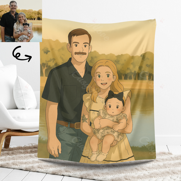 Custom Blanket Gibli Style Mother's Day Gift