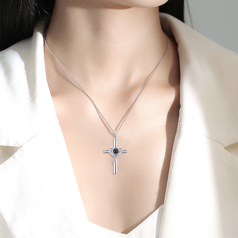 Custom Bible Verse Cross Projection Necklace