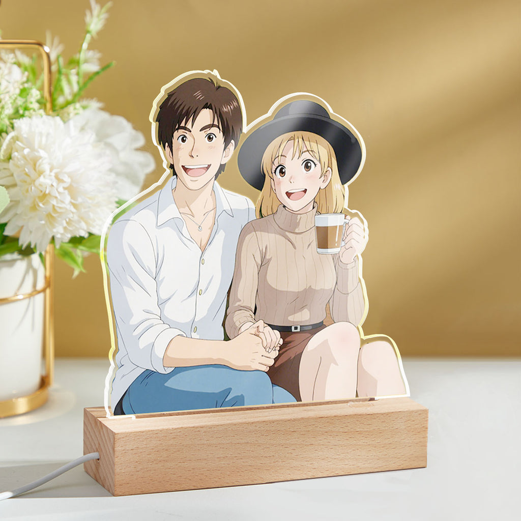 Custom Photo Gibli Style Personalized Night Light with Your Photo Couple Gifts