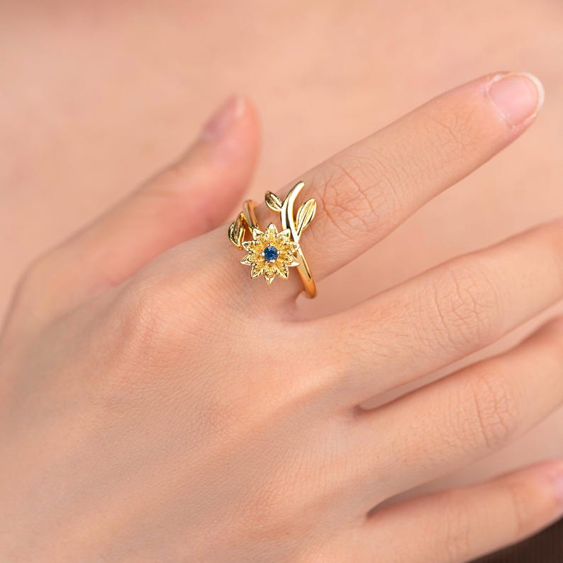 Personalized Birth Flower Fidget Spinner Ring: Anxiety Jewelry, Valentine's Day Gift, Mother's Day Gifts