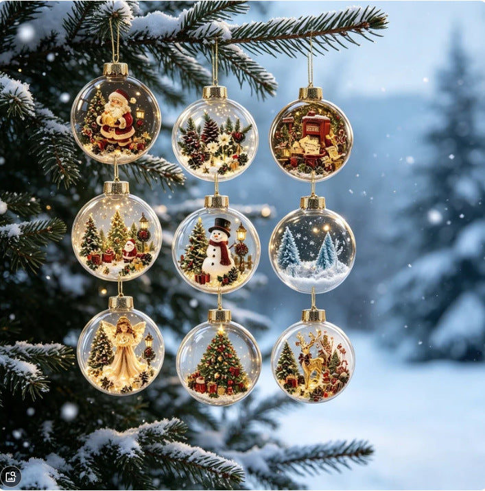 Christmas Advent Calendar 2026 24 Days Countdown Mystery Box Flat Acrylic Christmas Tree Ornaments Baubles Festive Holiday Decoration Gift for Kids Adults