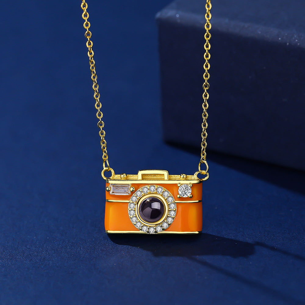 Personalized Photo Necklace Cartoon Style Projection Gem Camera Necklace Anniversary Gifts for Her