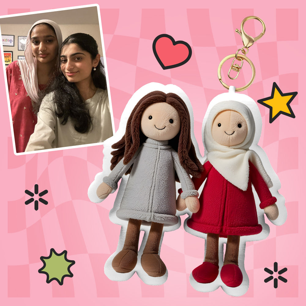 Personalized Photo Plush Doll Keychain Mini Me Plush Keychain Gifts for Boyfriend