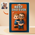 Personalized Father's Day Gift For Dad, Custom Photo Dad And Kids Action Figure Acrylic Block, Best Dad Ever Block Plaque, Gift For Husband