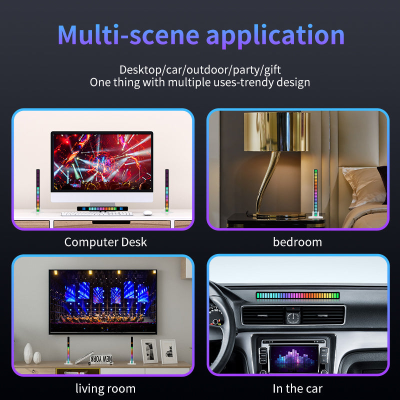 RGB Rechargeable Sound Control Light Colorful LED Ambient Light for Car Gaming Room