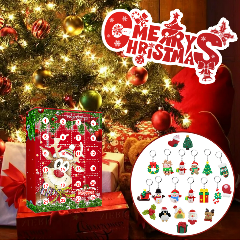Christmas Ornament/Keychain Blind Box Xmas 24-day Countdown Calendar Gifts Box Xmas Gift