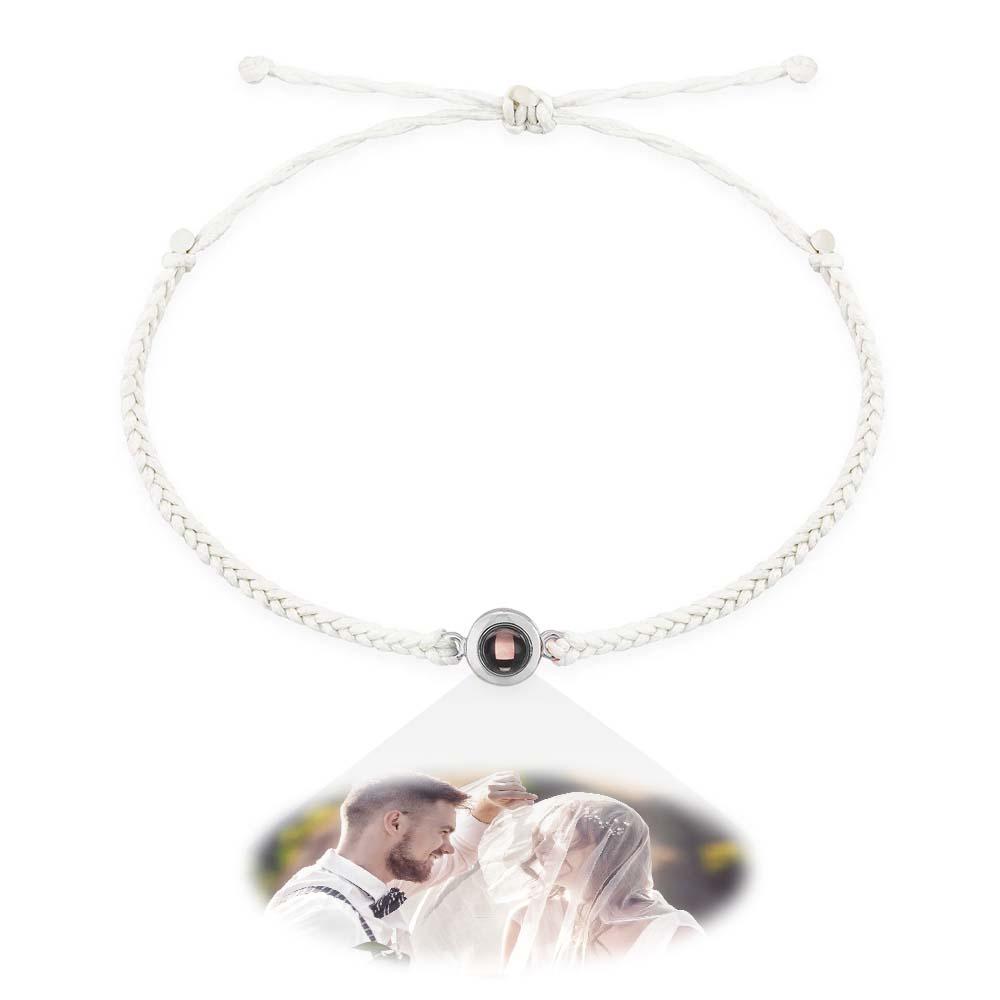Eternal Rose Box & Photo Projection Couple Bracelet Braided Black Rope Bracelet Gift For Lovers