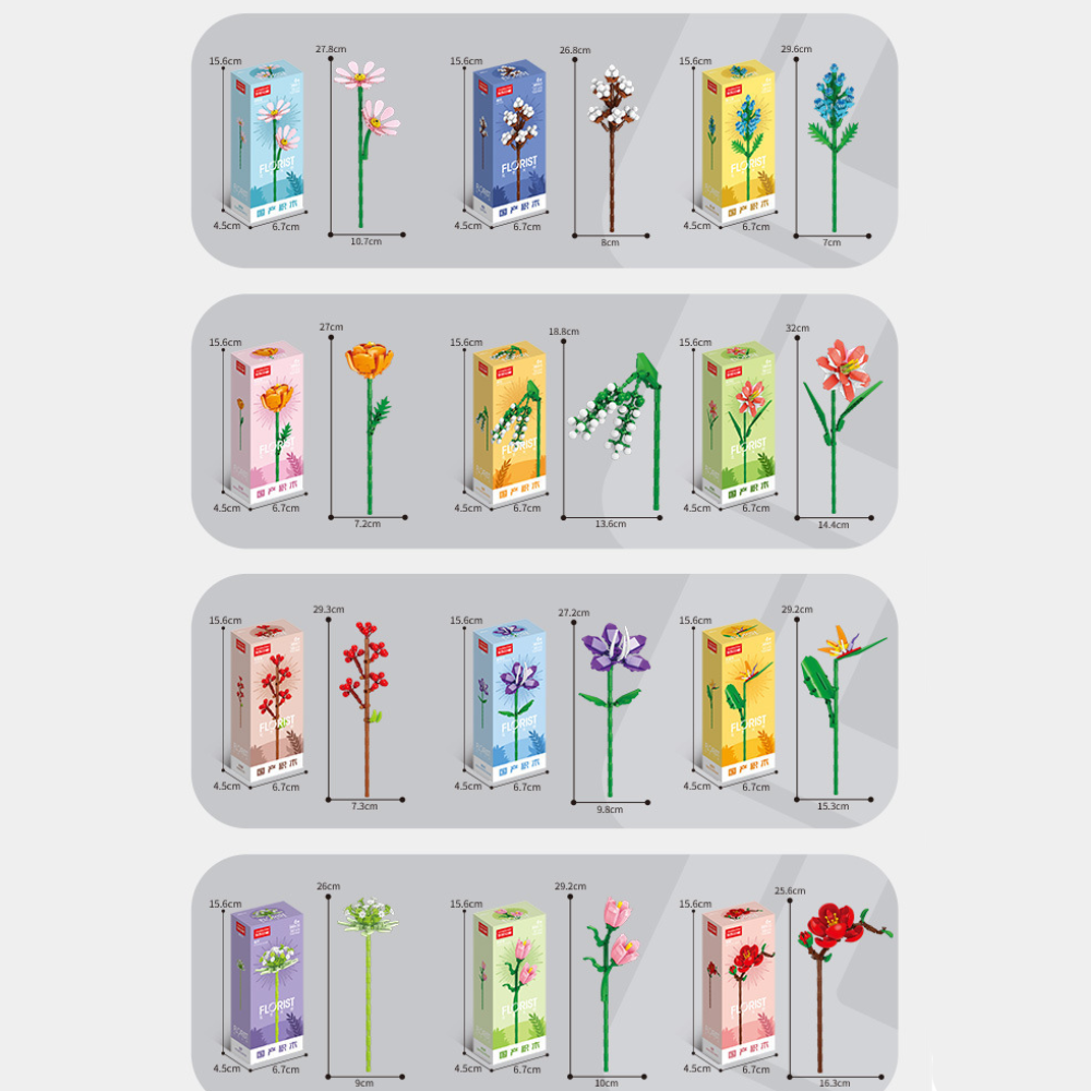 Flower Bouquet Building Blocks Collectible Floral Countdown Gift 12 Days of Christmas