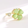 Cat's Eye Four Leaf Clover  Love Anxiety Worry Fidget Spinner Ring