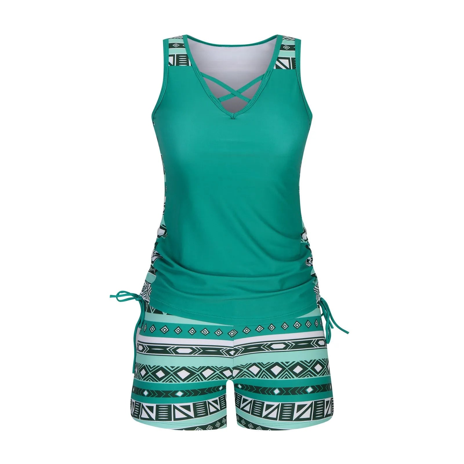 ⏰LAST DAY 60% OFF - Miraclesuit Women's Tummy Control Tankini Set with Built-In Bra – Flattering Boho Swimwear with Shorts🔥