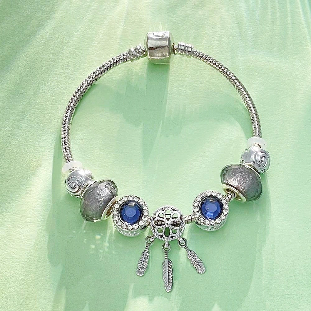 DIY Beaded Charm Bracelet for Women & Girls Cute Ocean Shell Floral Heart Pendant Beaded Bracelet Trendy Bangle Gift Jewelry