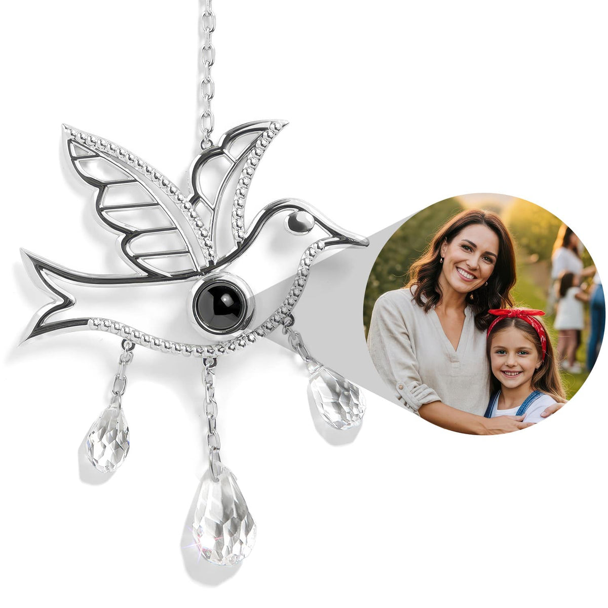 Personalized Cardinal Photo Sun Catcher Projection Car Ornaments Memorial Gift