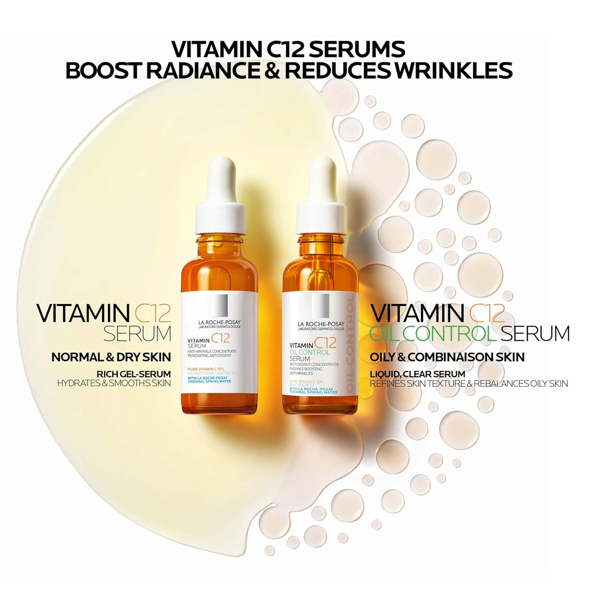 La Roche-Posay 12% Vitamin C Face Serum, 2 formulas with hyaluronic acid