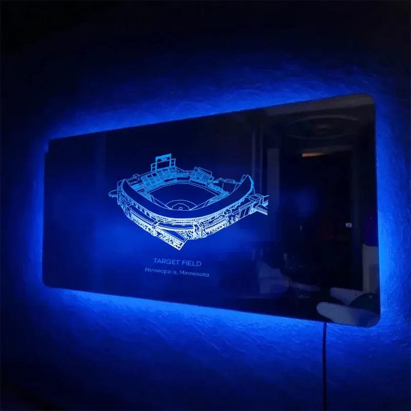 Globe Life Field Mirror Light Custom Your Slogan Text Personalized Gift for Sport Lover