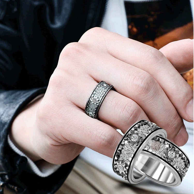 Rotating Starry Ring Full-Diamond Ring - Anxiety Relief Fidget Gift
