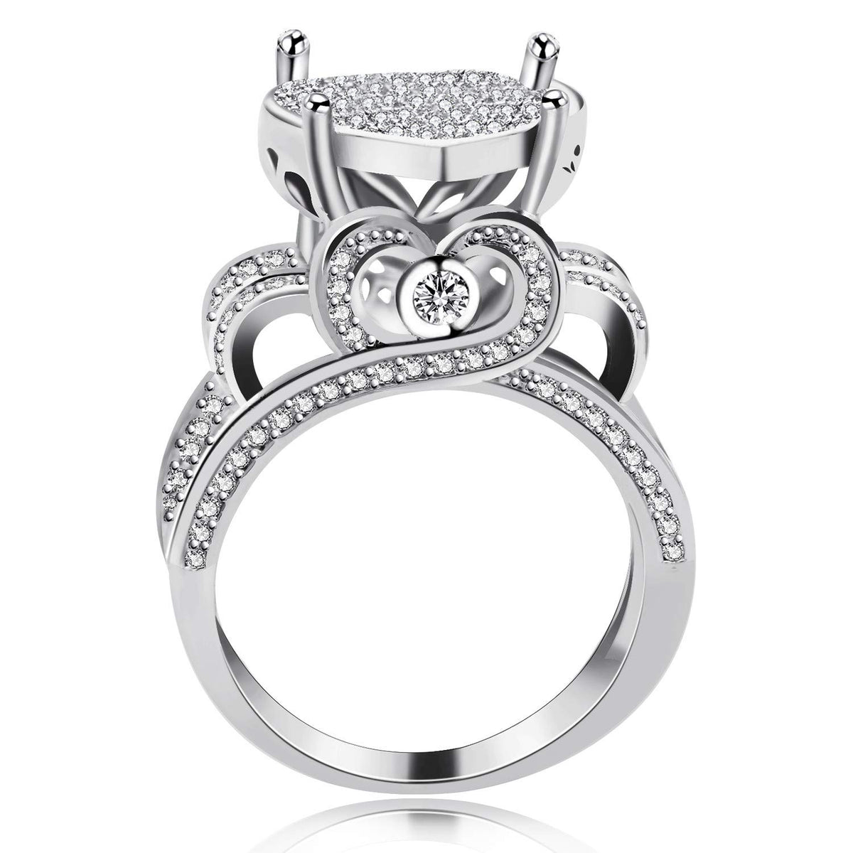 Heart Cluster Engagement Love Ring Gift For Lover