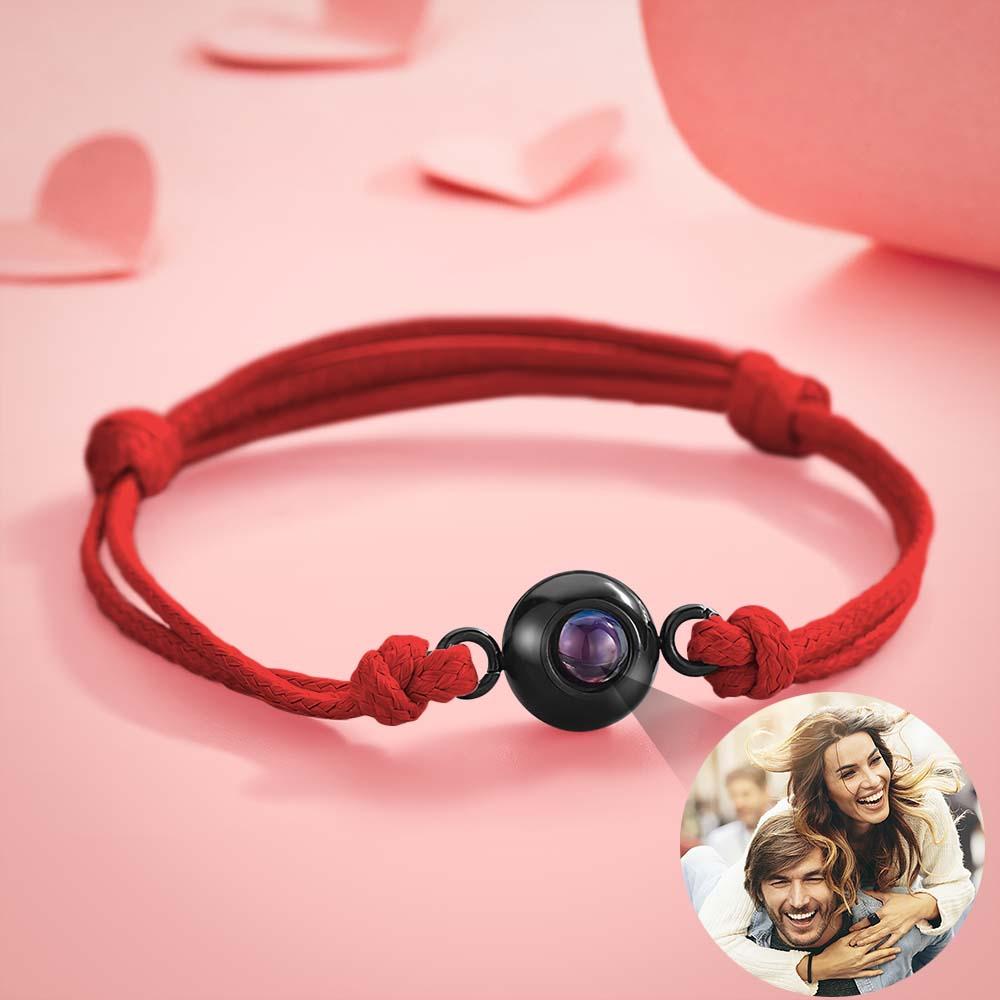 Custom Projection Photo Bracelet Weave Style Colorful Couple Gifts