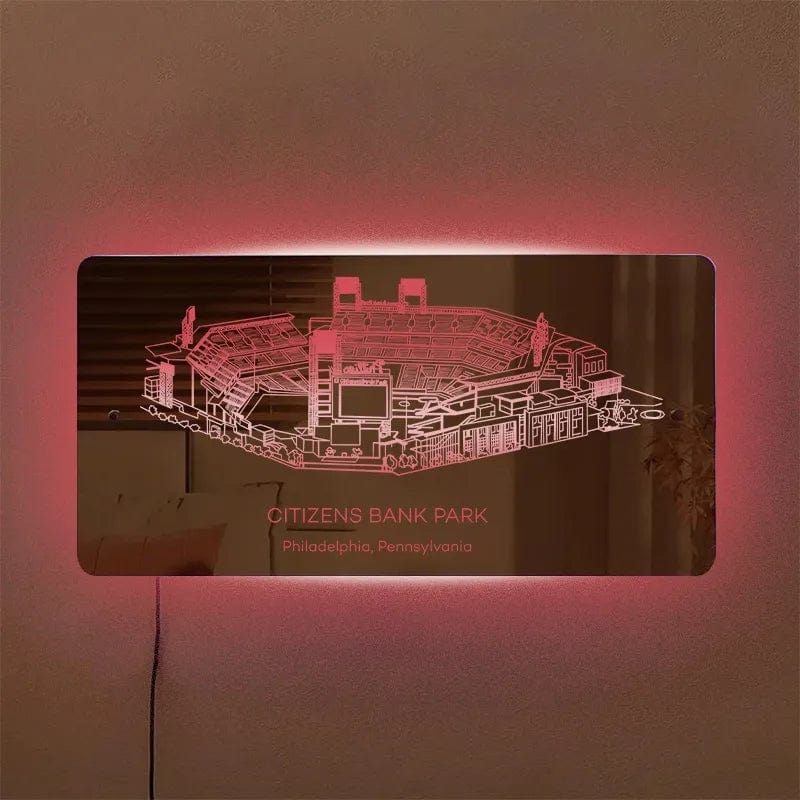 Wrigley Field Mirror Light Custom Team Slogan Personalized Gift for Baseball Lover