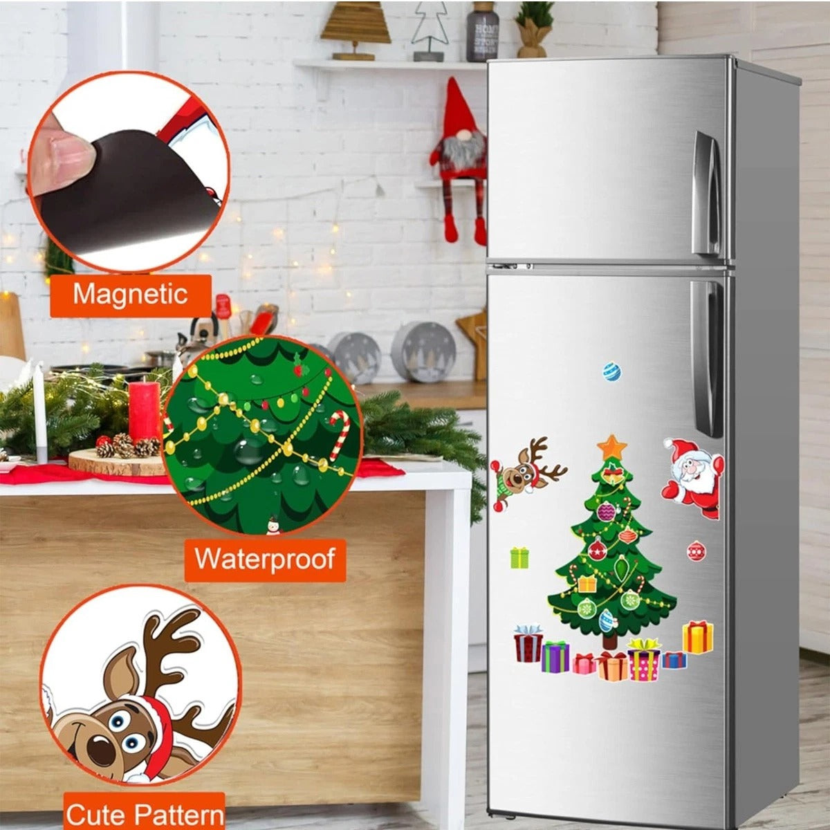 Magnetic Stickers Christmas Tree Decorations Fridge Magnets Sticker Decoration