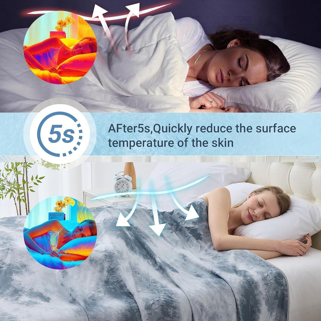 Cooling Blanket Queen Size (90"X90"), Cold Blanket for Hot Sleepers, Ultra-Cool Lightweight & Breathable, Soft Thin for Night Sweats, Bed & Couch