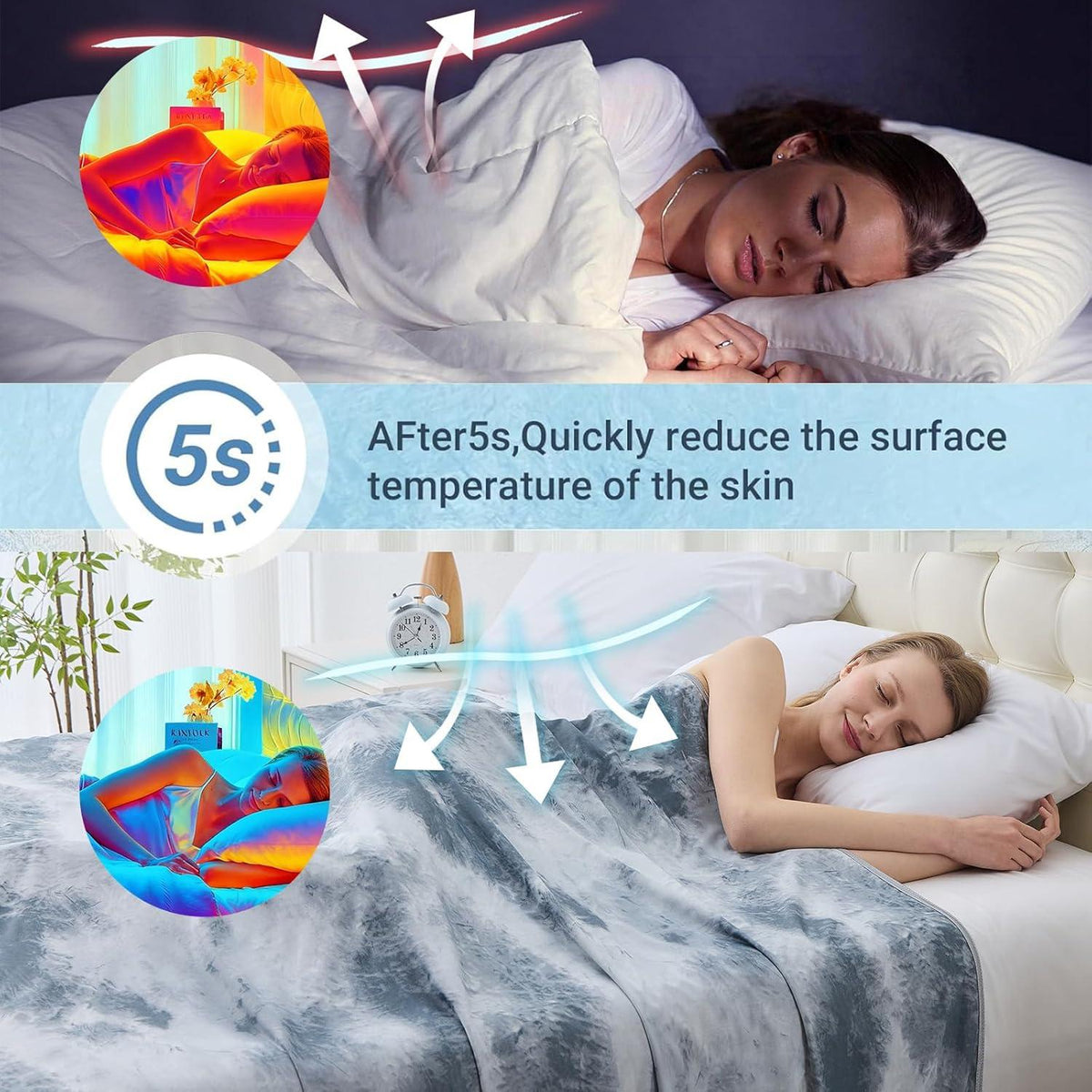 Cooling Blanket Queen Size (90"X90"), Cold Blanket for Hot Sleepers, Ultra-Cool Lightweight & Breathable, Soft Thin for Night Sweats, Bed & Couch