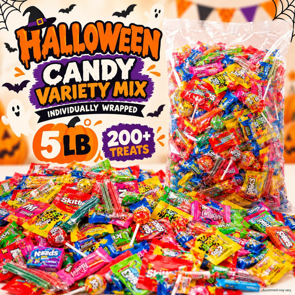 Bulk Candy Variety Pack 5 LB Halloween Individually Wrapped Pinata Mix
