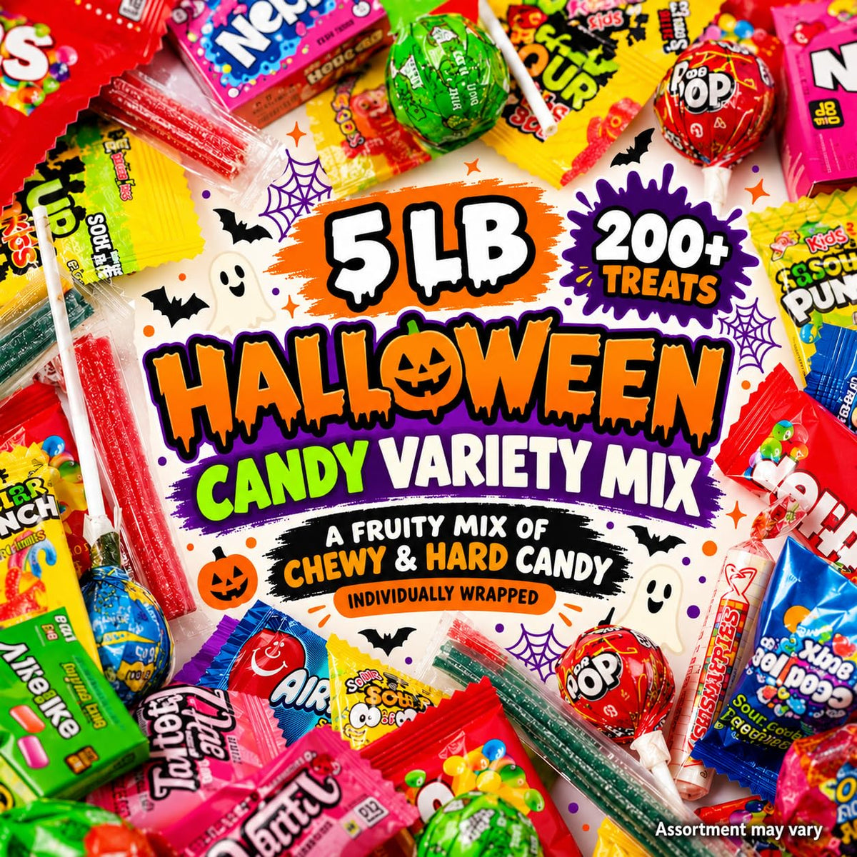 Bulk Candy Variety Pack 5 LB Halloween Individually Wrapped Pinata Mix