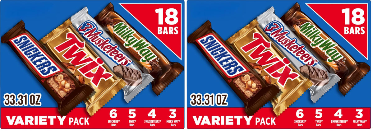 SNICKERS, TWIX, 3 MUSKETEERS, MILKY WAY Full Size Back to School Chocolate Bar Variety Pack, 18 ct B