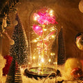 Romantic Simulation Eternal Pink Flower Glass Cover LED  Micro Landscape Gifts at Christmas,  Valentine's Day and Anniversary