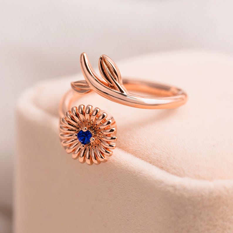 Personalized Birth Flower Fidget Spinner Ring: Anxiety Jewelry, Valentine's Day Gift, Mother's Day Gifts