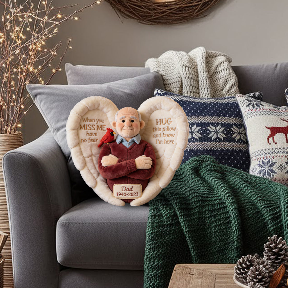 Custom From Photo - When You Miss Me - Personalized Memorial Faux Fur Shaped 2D Pillow