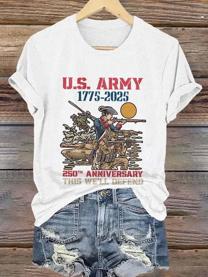 Retro U.S. Army 1775-2025 250th Anniversary This We'll Defend Print T-Shirt