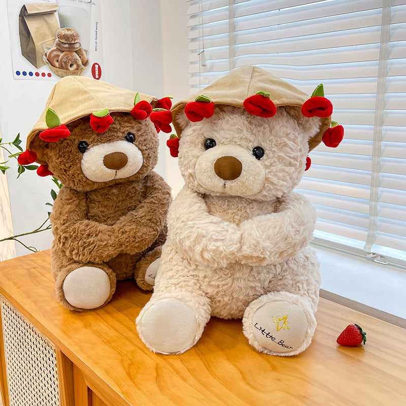 Romantic Teddy Bear Hugging Roses Bouquet – New Style Rose Bear Plush Toy