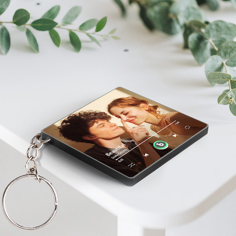 Personalized Photo Music Keychain Bluetooth Music Box Bag Charm That Plays Music Without Cell Phone Anniversary Gifts