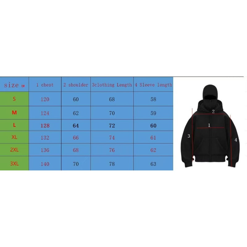 2-in-1 Mask Zipped Hoodie Windproof Sports Jacket with Face Mask Unisex Zip-Up Antisocial Wear