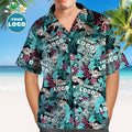 Custom Logo Hawaiian Shirts Summer Leaves Design Personalized Aloha Beach Shirt For Men