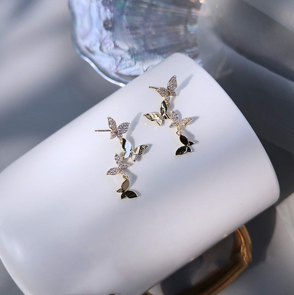 Butterfly Linear Drop Earrings Social Butterfly Long Earrings Bridesmaid Gift
