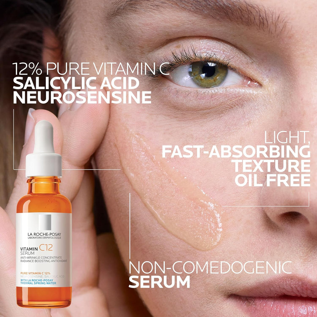 La Roche-Posay Pure 12% Vitamin C Serum For Face With Hyaluronic Acid & Salicylic Acid, Hydrating Fa