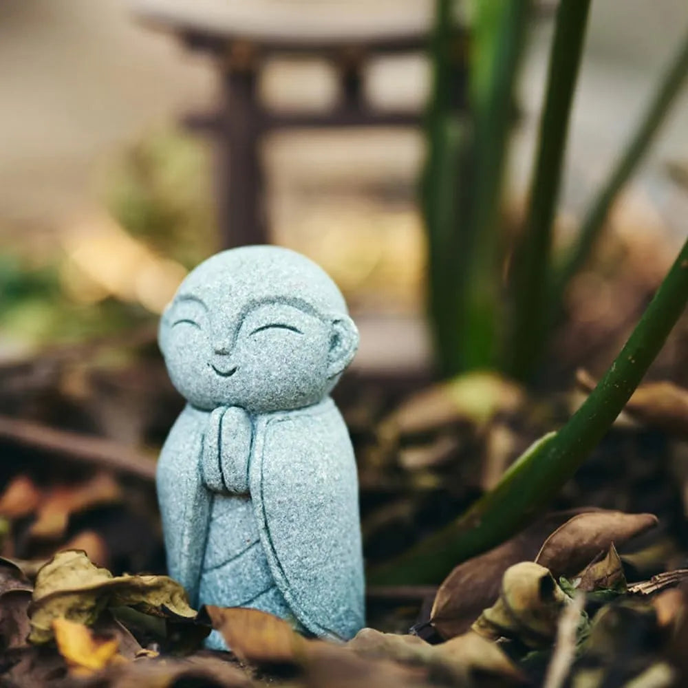 Handcrafted Stone Zen Jizo Statue Full Set