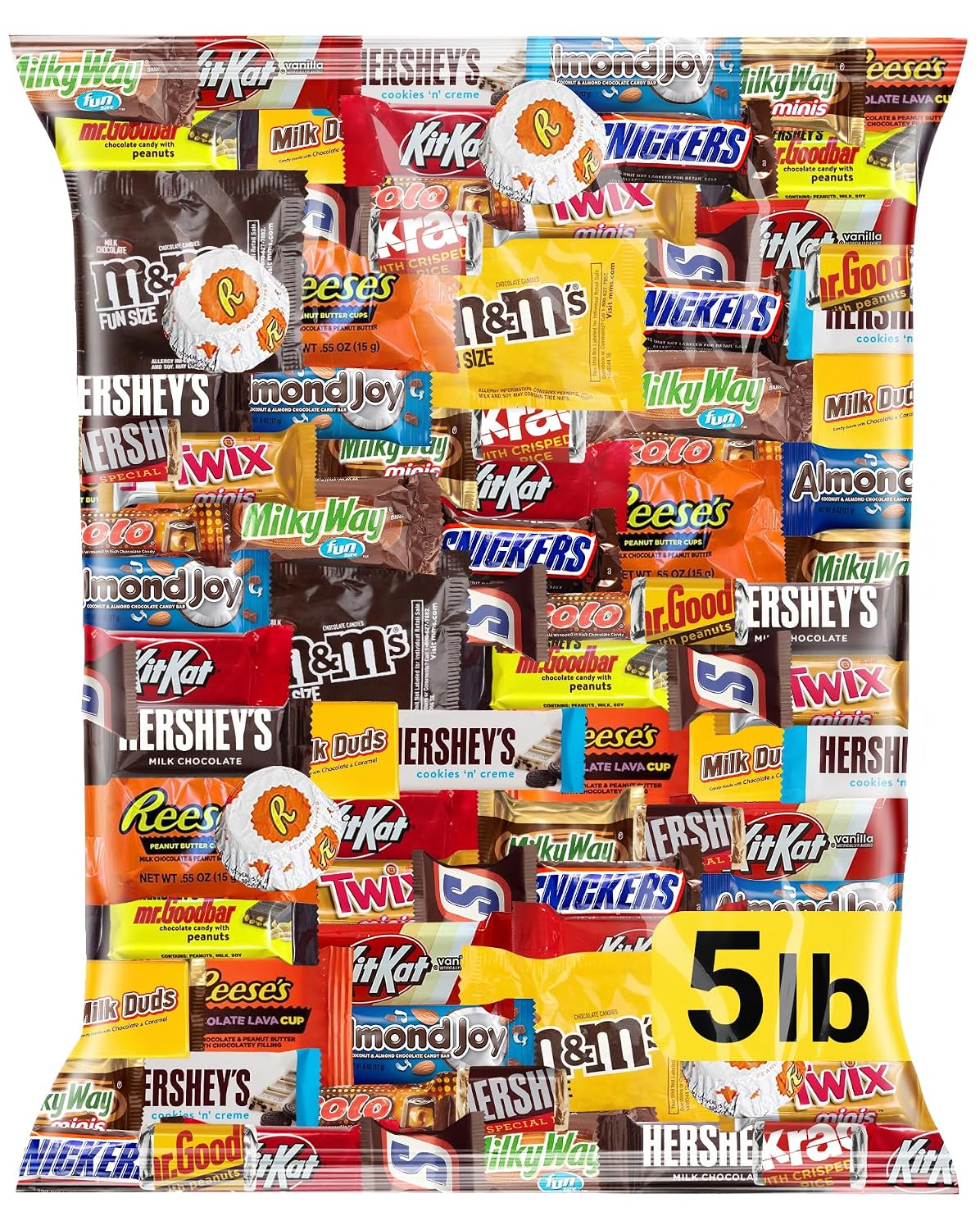 Assorted Candy Variety Pack 5 lb, 225 Ct - Individually Wrapped Chocolate