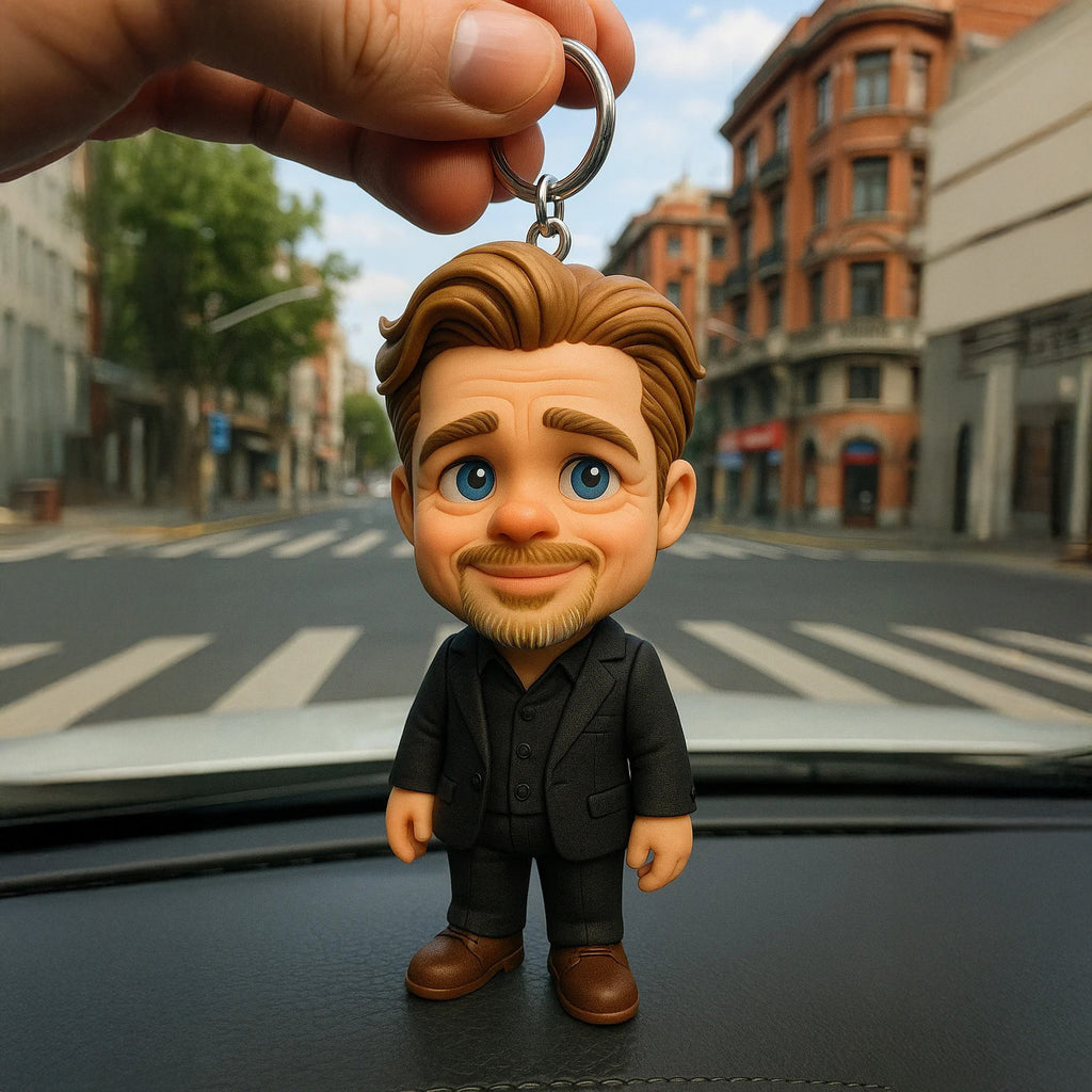 Custom 3D Keychain Figure from Your Photo Personalized Mini Doll in Business Suit Unique Gift Idea