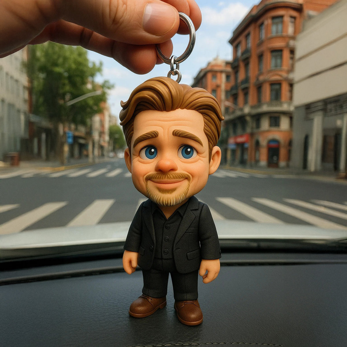Custom 3D Keychain Figure from Your Photo Personalized Mini Doll in Business Suit Unique Gift Idea